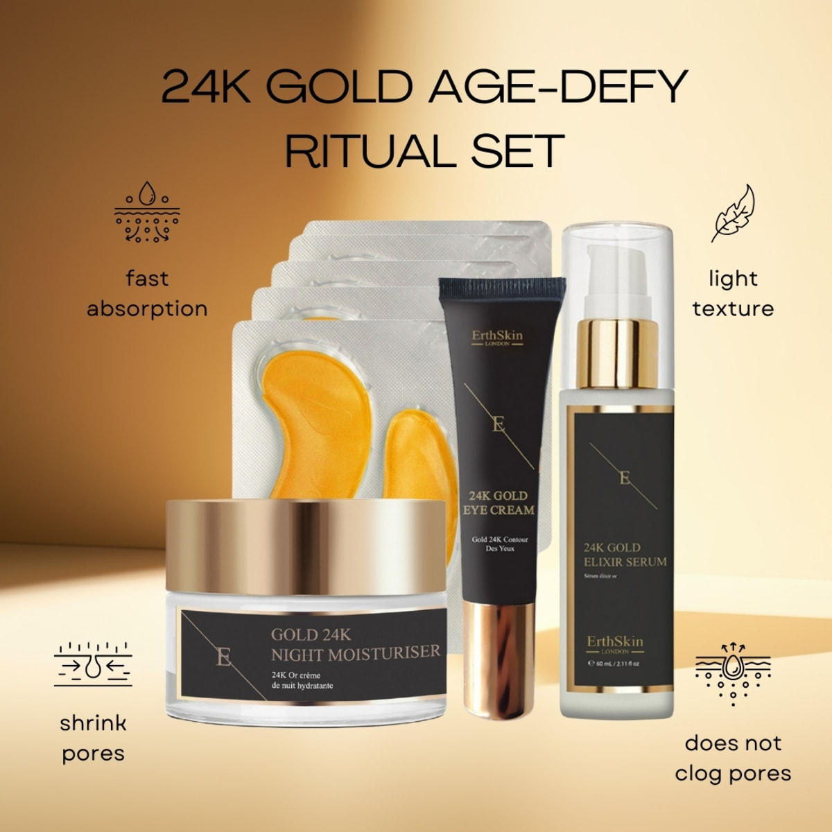 Kit completo de revitalización de ojos de 24 quilates