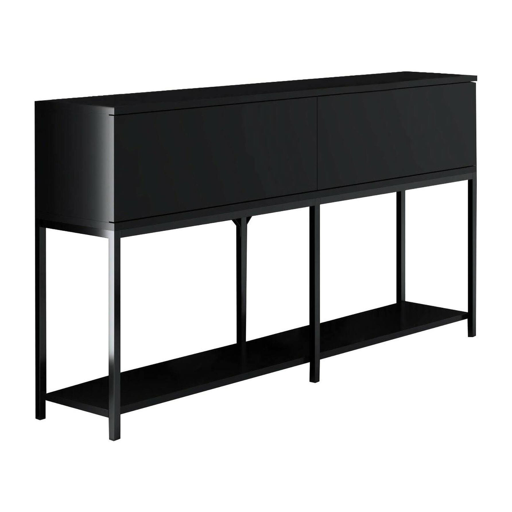 Credenza Djimsit, Buffet da soggiorno, Madia da salotto, Dispensa da cucina, 150x30h80 cm, Nero