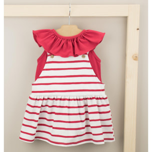 Set scamiciato-t-shirt con collo a volant rosso