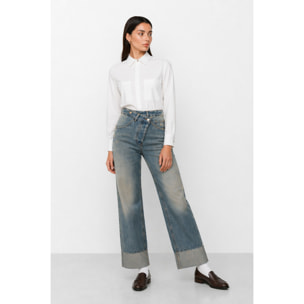 Kocca - Jeans da donna in cotone a vita alta con gamba larga Donna