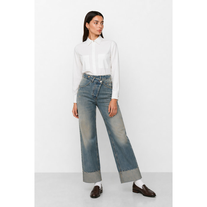 Kocca - Jeans da donna in cotone a vita alta con gamba larga Donna