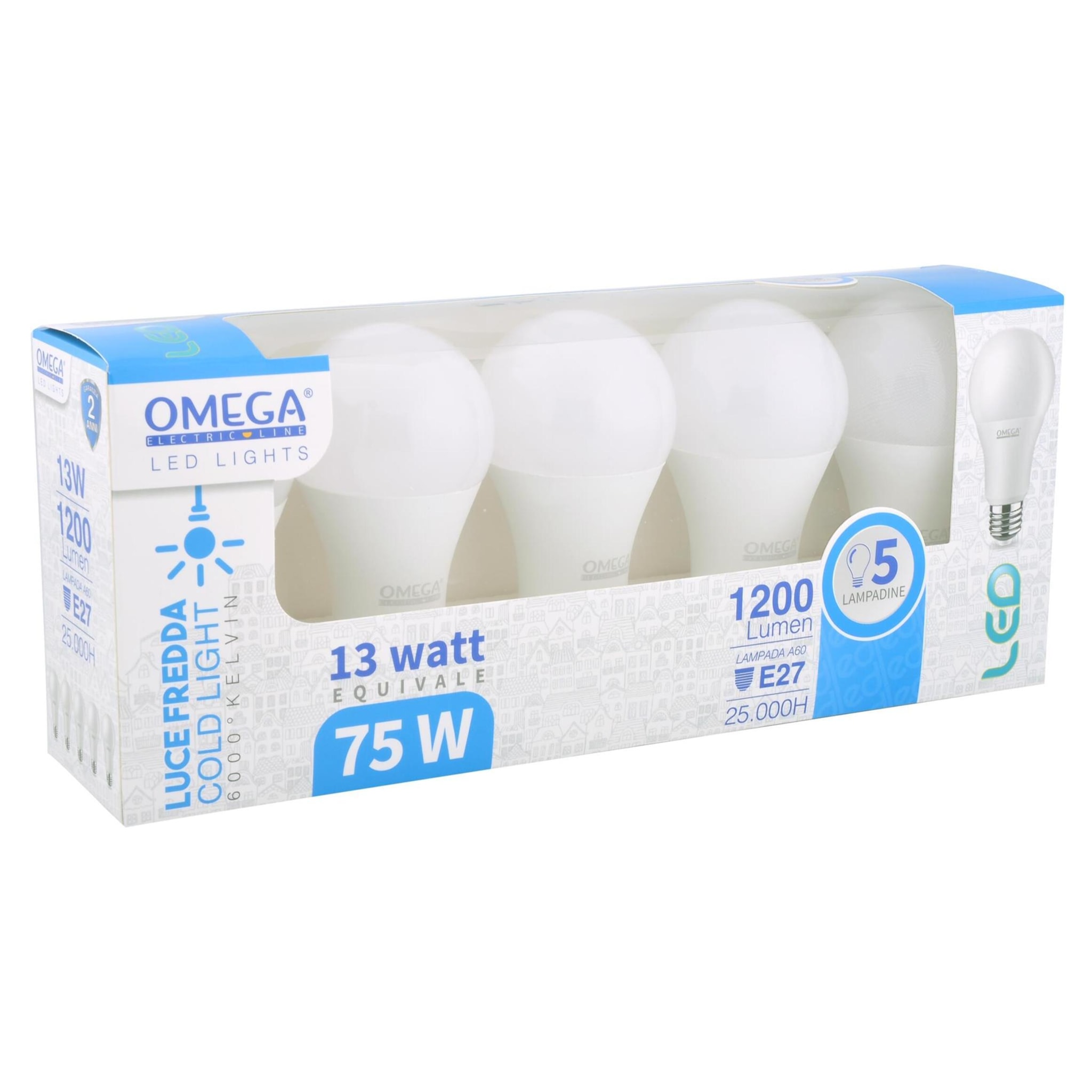 OMEGA Set 5 pz goccia LED A60-12W