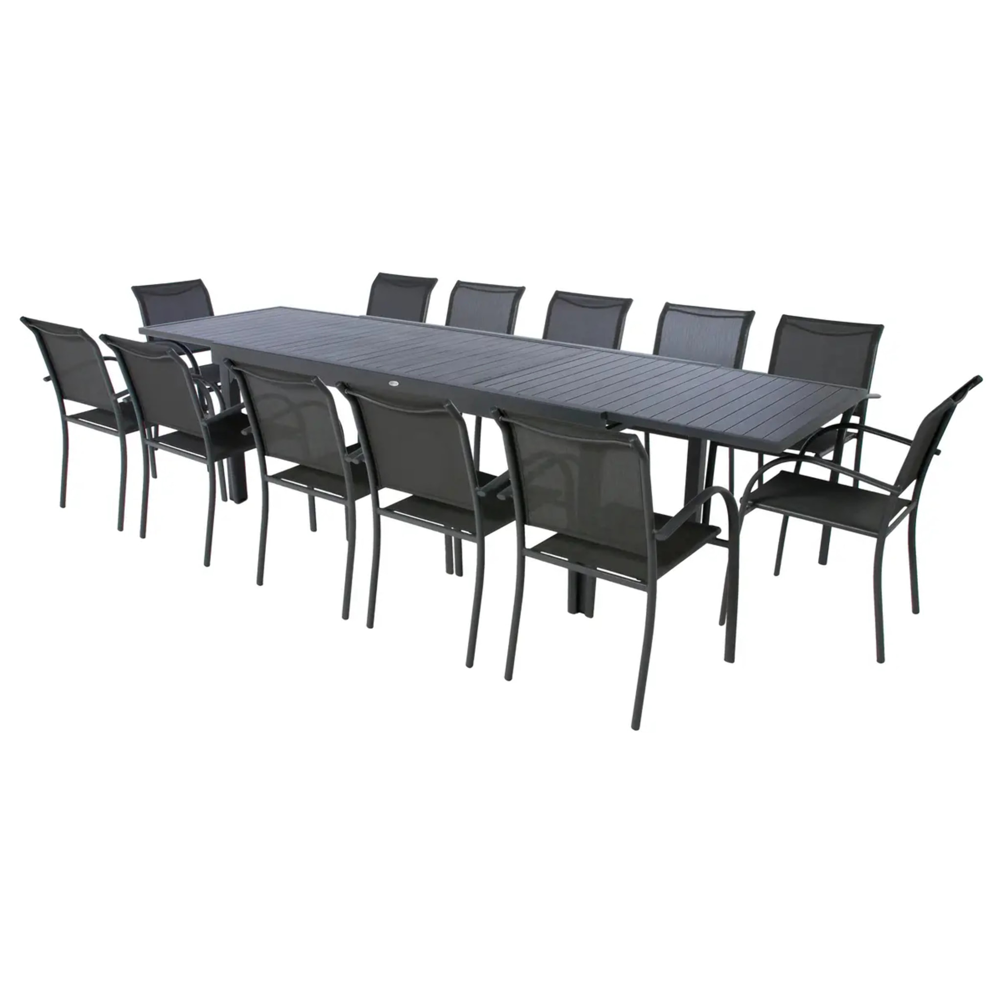 Table de jardin extensible "Piazza" graphite 12 places en aluminium traité époxy