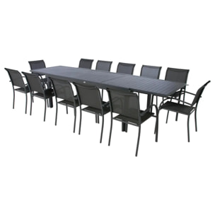 Table de jardin extensible "Piazza" graphite 12 places en aluminium traité époxy