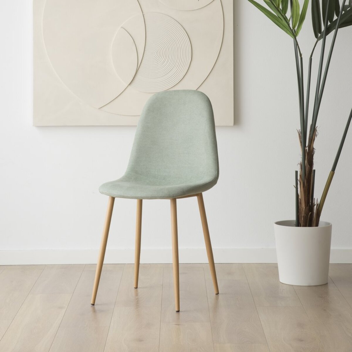 Pack de 4 chaises -tissu et bois-couleur bleu aigue-marine 44 x 88 x 51 cm