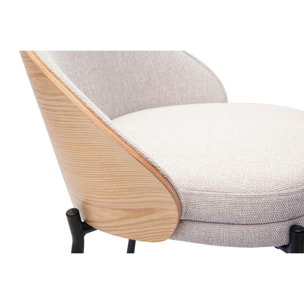 Tabourets de bar en tissu effet velours texturé beige, bois foncé et métal H65 cm (lot de 2) TUCSON