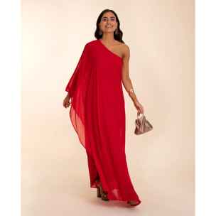 Vestido largo con capa asimétrico