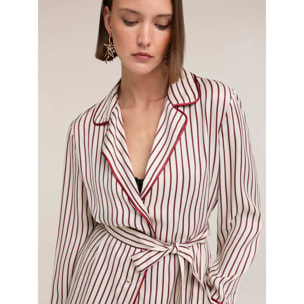 Motivi - Camicia a righe in twill di viscosa - Beige