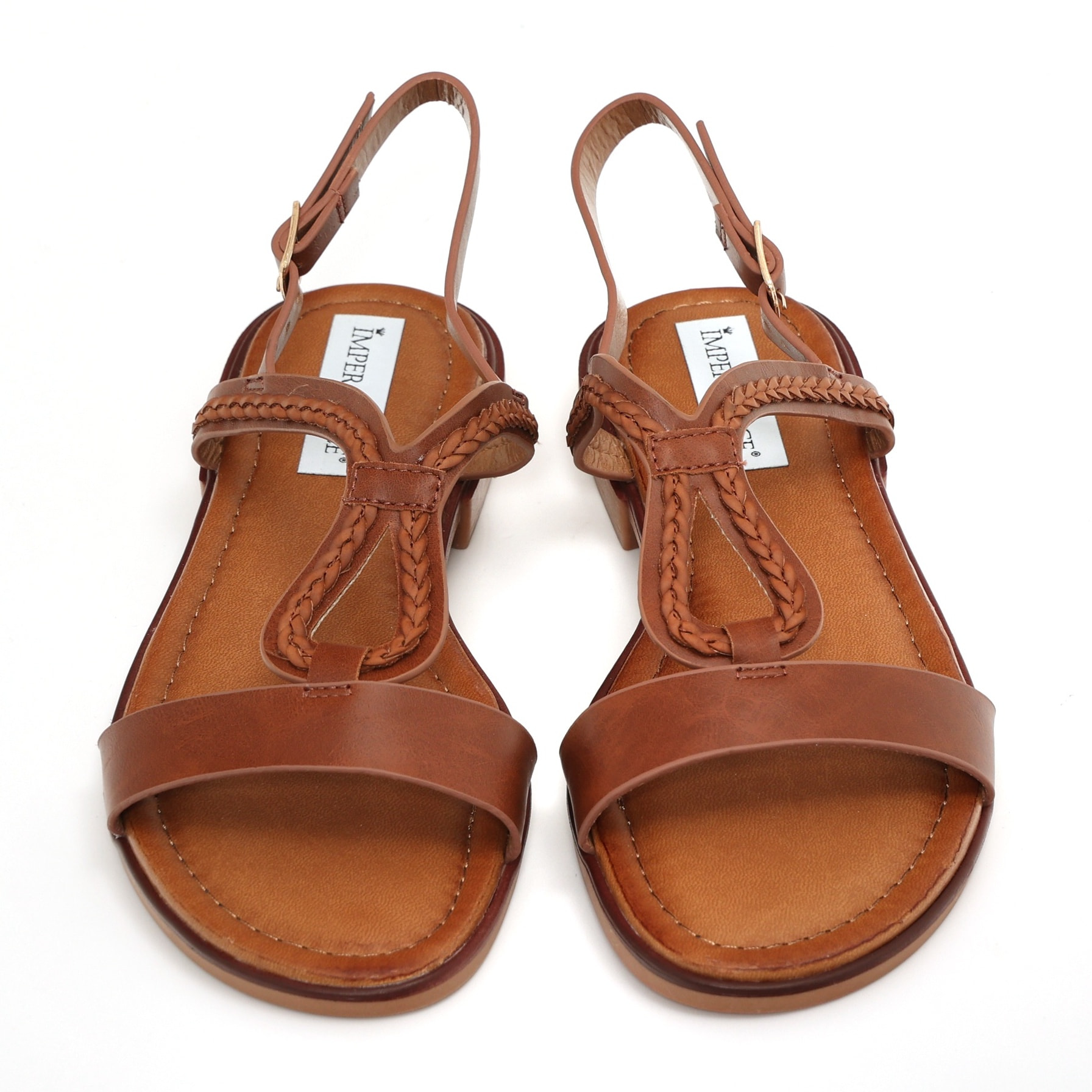 Sandali bassi in simil pelle con fasce intrecciate