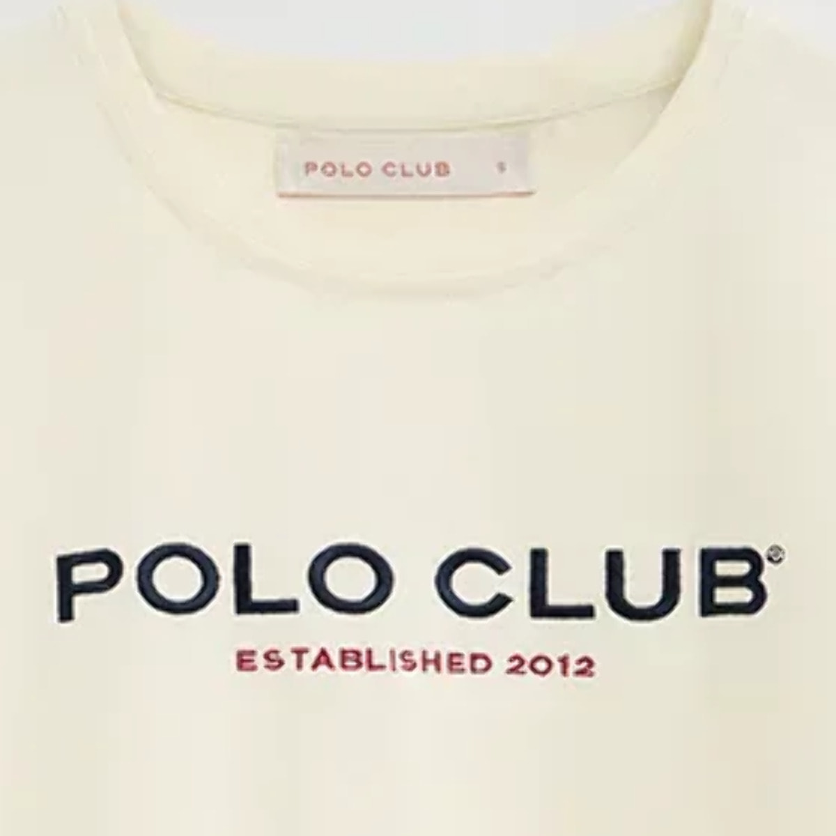 Maglietta ecrù slim fit con ricamo Established 2012 Polo Club