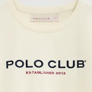 Maglietta ecrù slim fit con ricamo Established 2012 Polo Club
