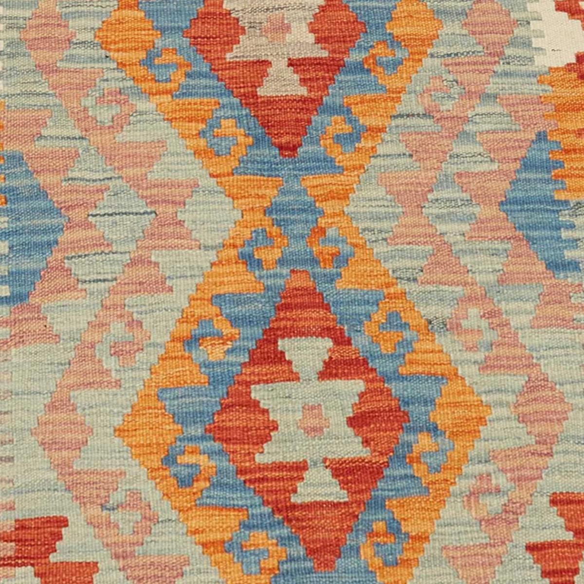 Tapis kilim au motif ethnique, tissé plat artisanal, VEROS