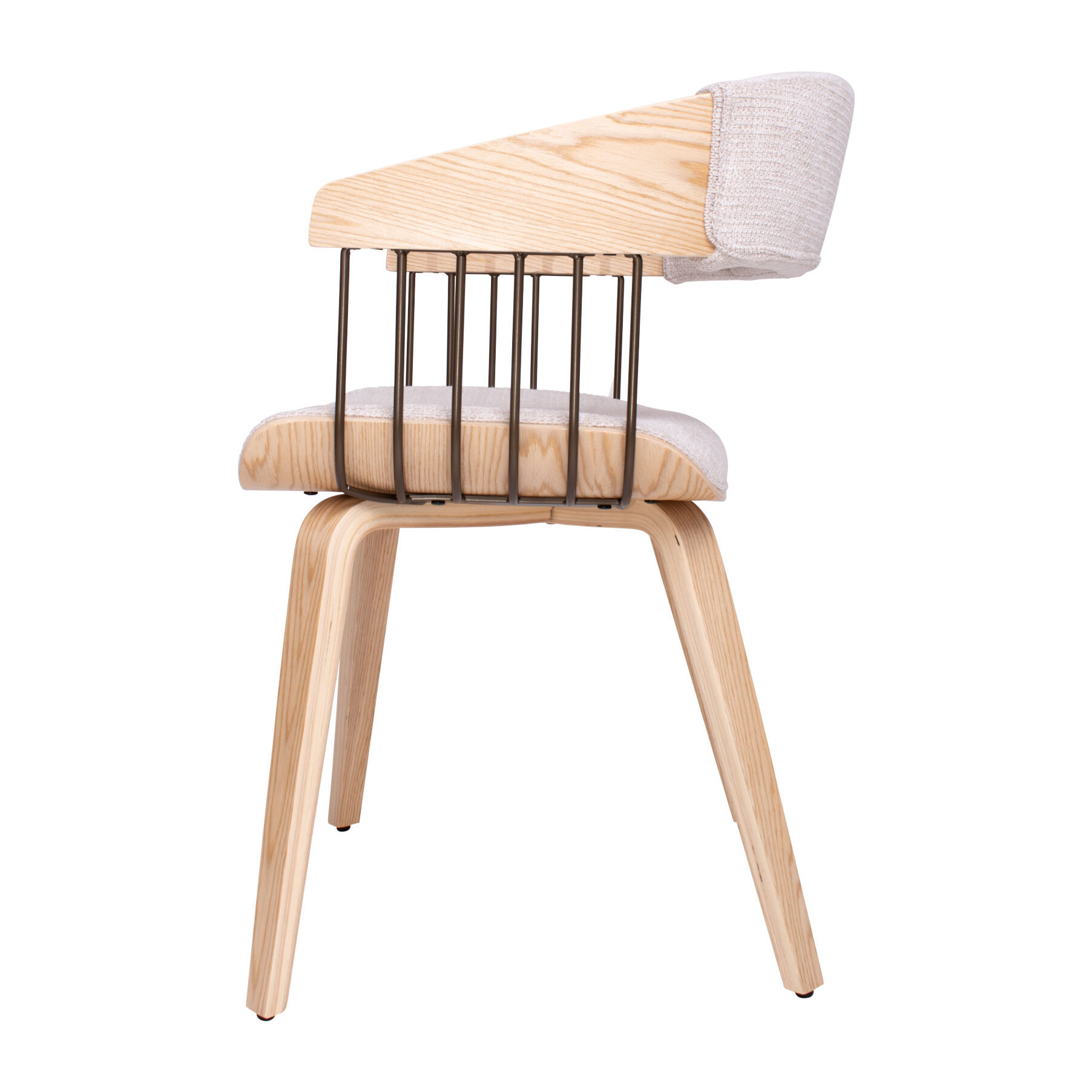 Brema - Set 2 Sedie Imbottiti 51x78x42,5 cm in Legno di Plywood e Tessuto Beige