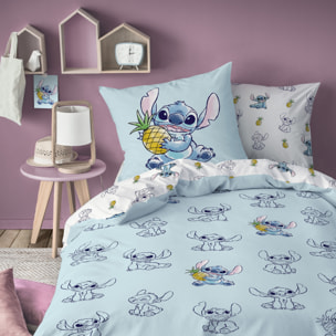 Parure de lit imprimée 100% coton, DISNEY HOME STITCH ANANAS