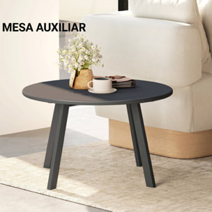 Outsunny Mesa de Centro de Jardín Redonda de Metal Mesa Auxiliar con Bordes Redondeados Patas Antideslizantes Mesa de Café para Patio Balcón Salón Ø70x42 cm Gris Carbón