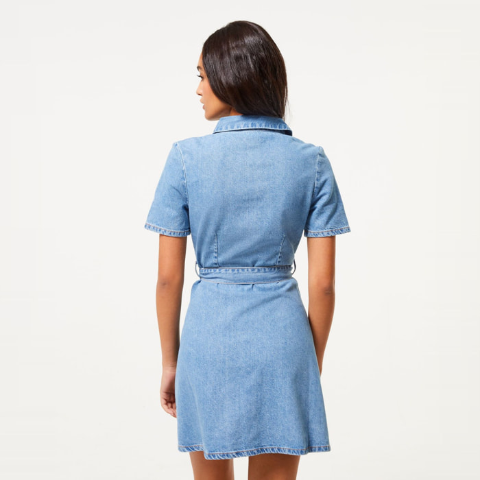 Vestido - 100% algodón - azul denim