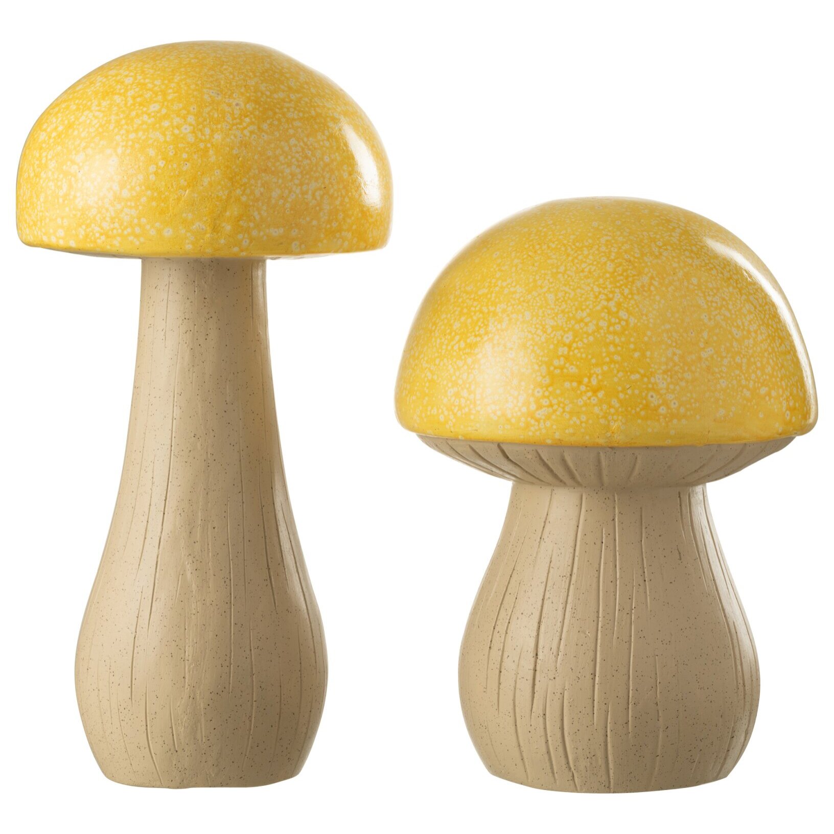 J-Line décoration Champignon Extérieur - hout - jaune - 2 pièces