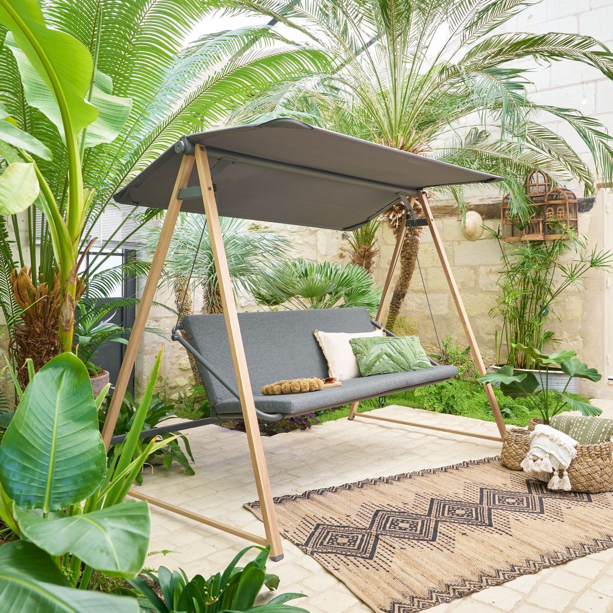 Balancelle de jardin Soly Honey & Charbon