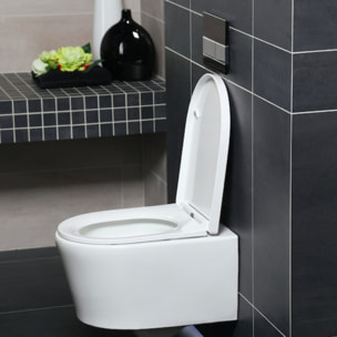 Pack WC sans bride, fixations invisibles + Abattant softclose + Bâti support Geberit UP100 + Plaque Delta 01 Blanche