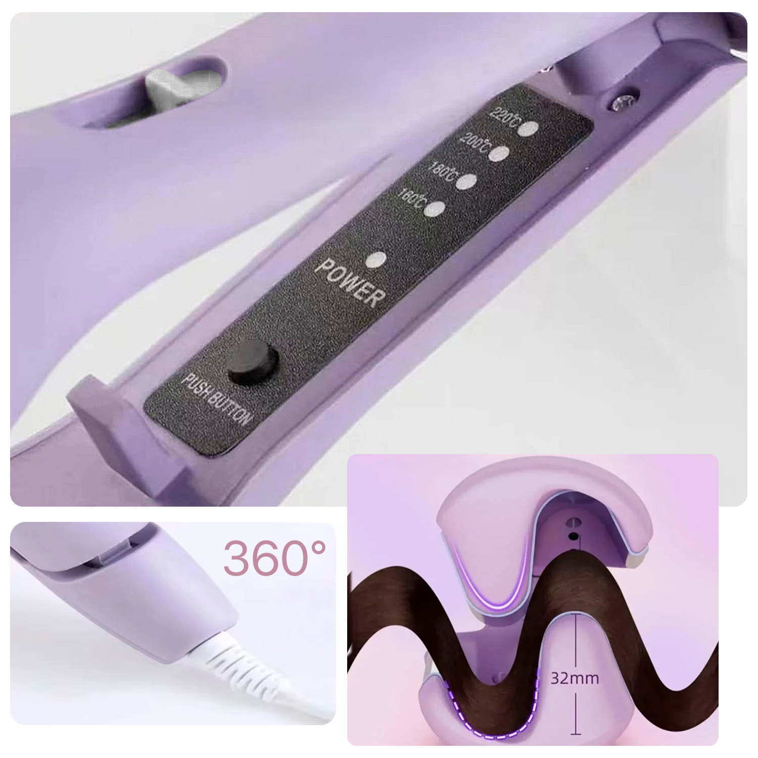 Rizador de pelo con doble barril y tecnología de iones negativos. Con 4 niveles de temperatura.