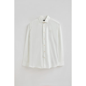 Camisa blanca de corte slim y cuello italiano con logo Polo Club