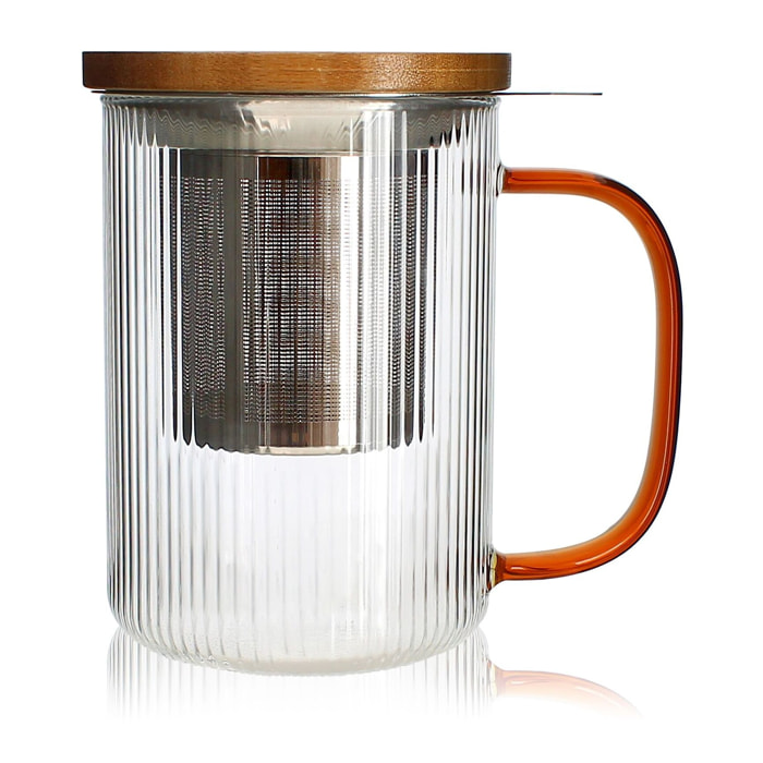 Tisanière en verre et anse ambre 475ml KARL
