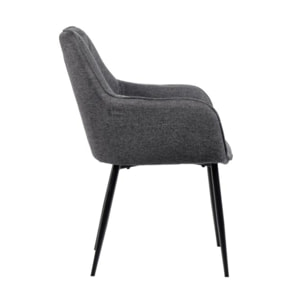 Chaise en tissu avec accoudoirs et pieds métal noir - MIKI