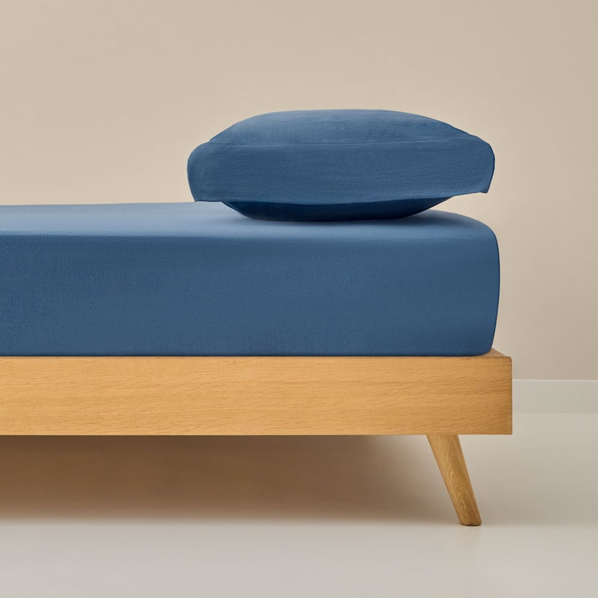 Sábana bajera algodón de punto ajustable Puntib color azul medio Punto de algodón