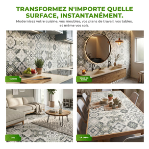 Sticker Sol avec laminat de Protection en Plastique Anti-dérapant | Stickers adhésif Sol - CARREAUX DE CIMENT SOL NATALE - 1 sticker