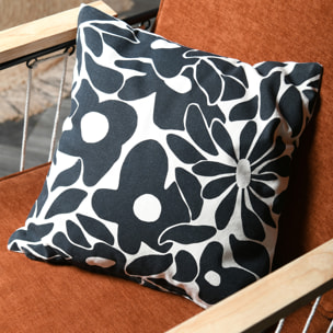 Housse de coussin imprimée graphique en coton - Noir