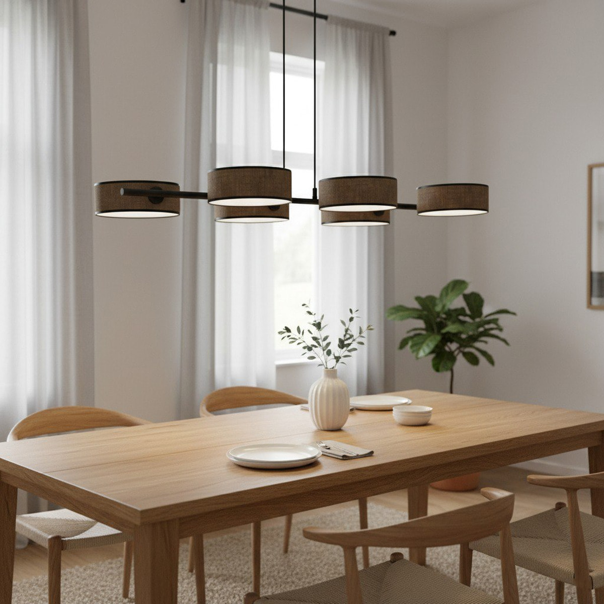 Lampada a sospensione DRUMZ con paralumi cilindrici marroni