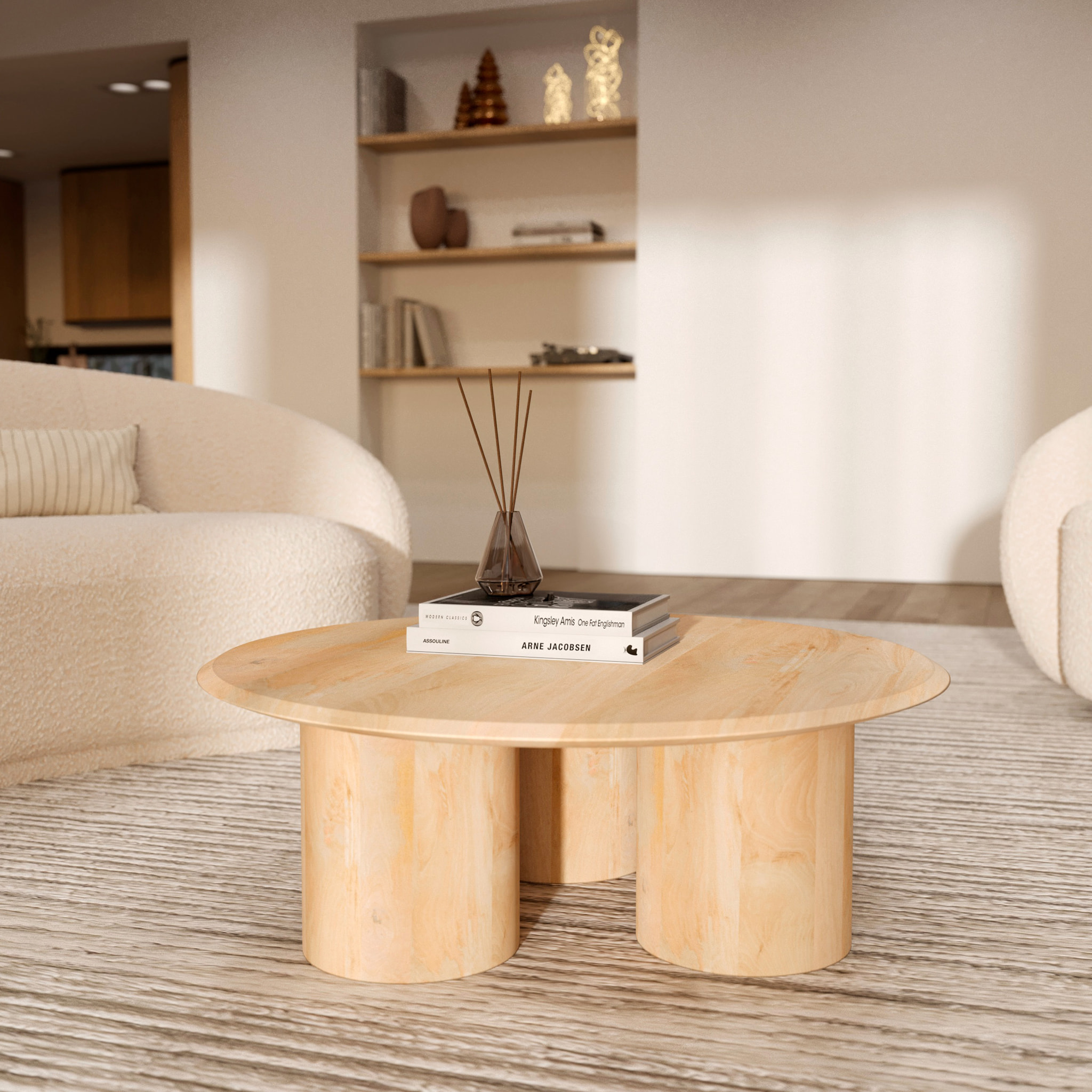 Table basse ronde en bois de manguier D90 cm - Sacha