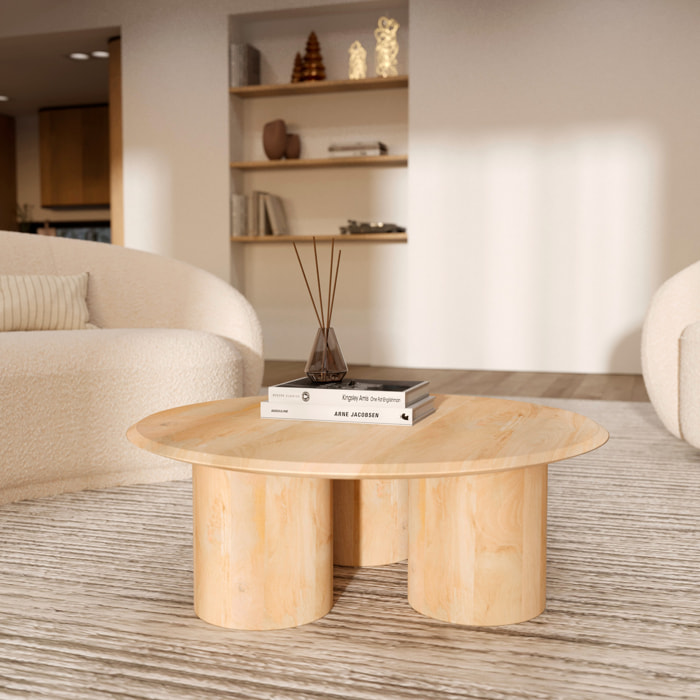 Table basse ronde en bois de manguier D90 cm - Sacha