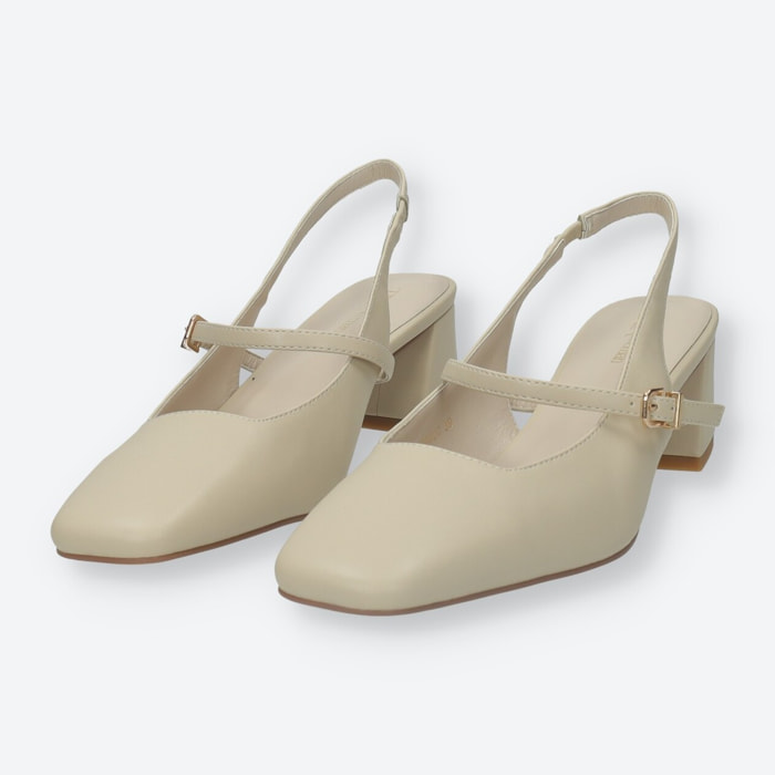 Décolleté sling back Donna Tata Italia Beige