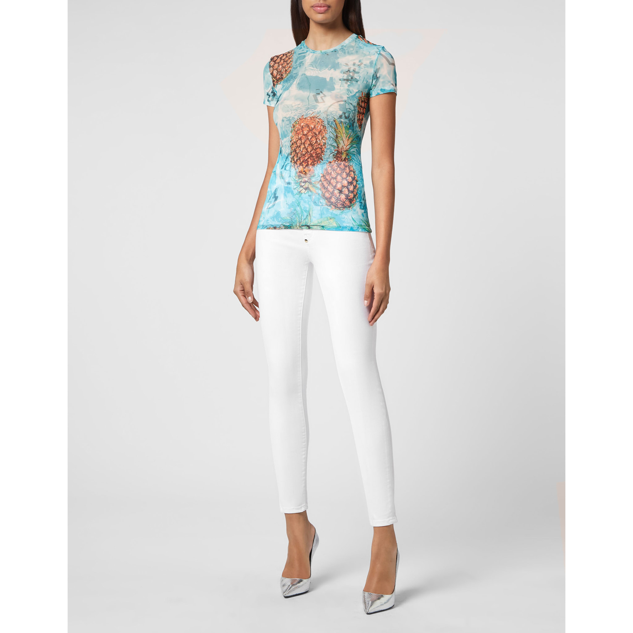 PHILIPP PLEIN T-Shirt Round Neck PINEAPPLE SKIES