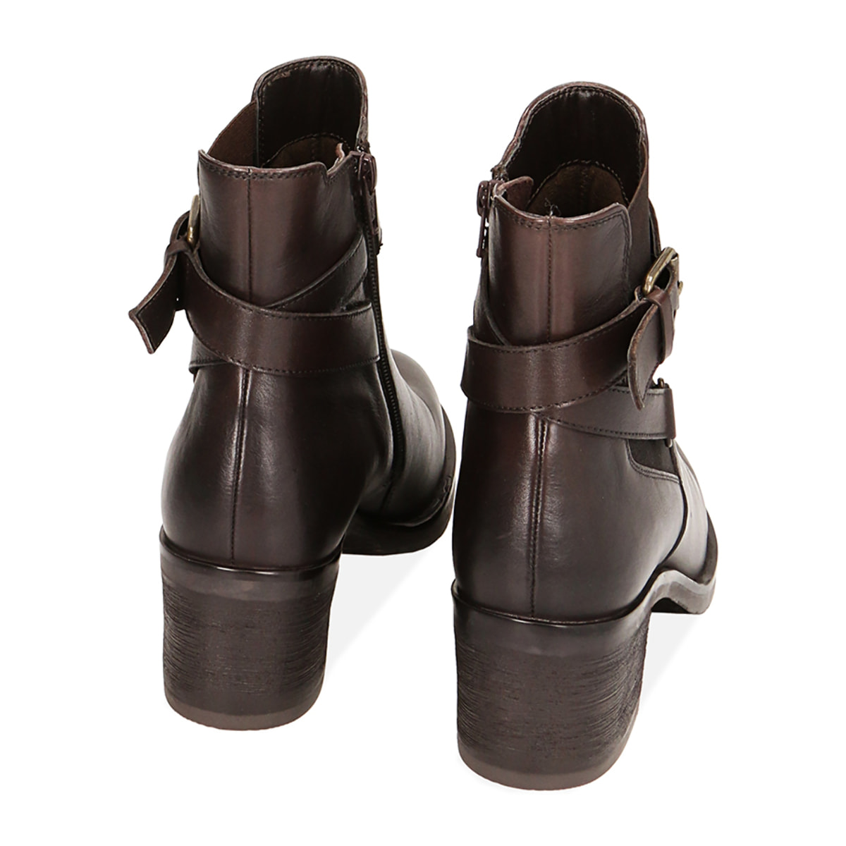 Stivaletti Chelsea testa di moro in pelle, tacco 6 cm