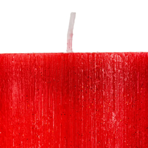 Bougie cylindre pailletée 7x12cm rouge