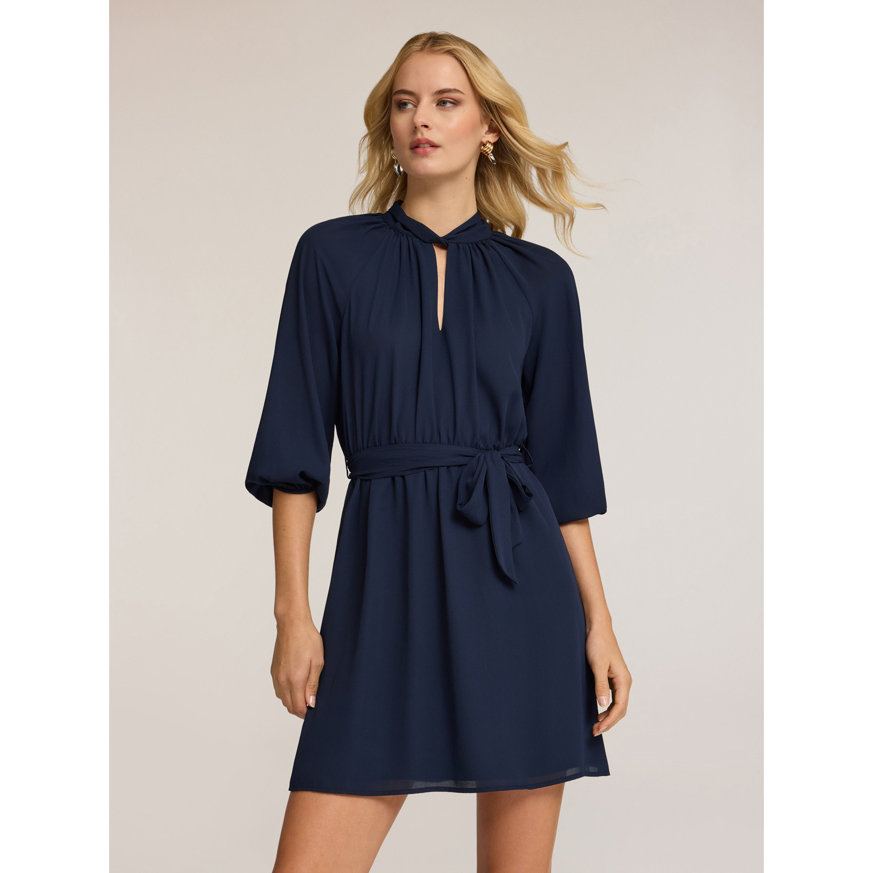 Motivi - Vestito fluido drappeggiato - Blu