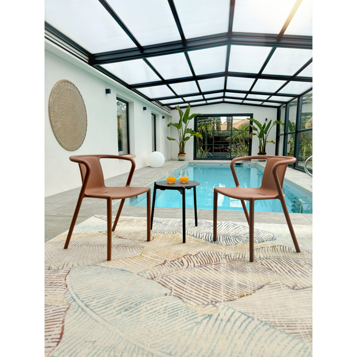 DIEGO - Lot de 2 fauteuils de jardin empilables en Polypropylène terracotta