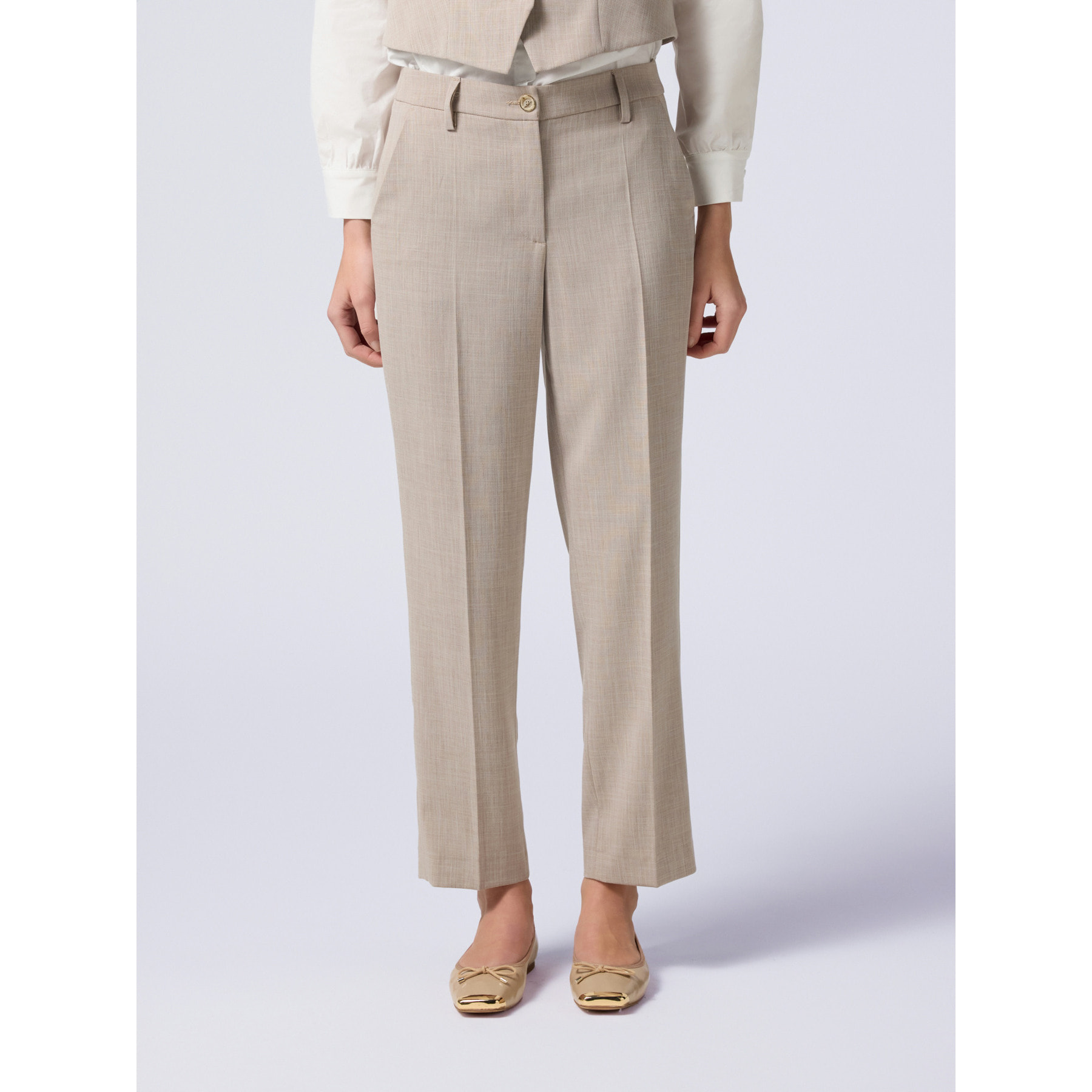 Oltre - Pantalones pitillo de tejido fluido - Beige