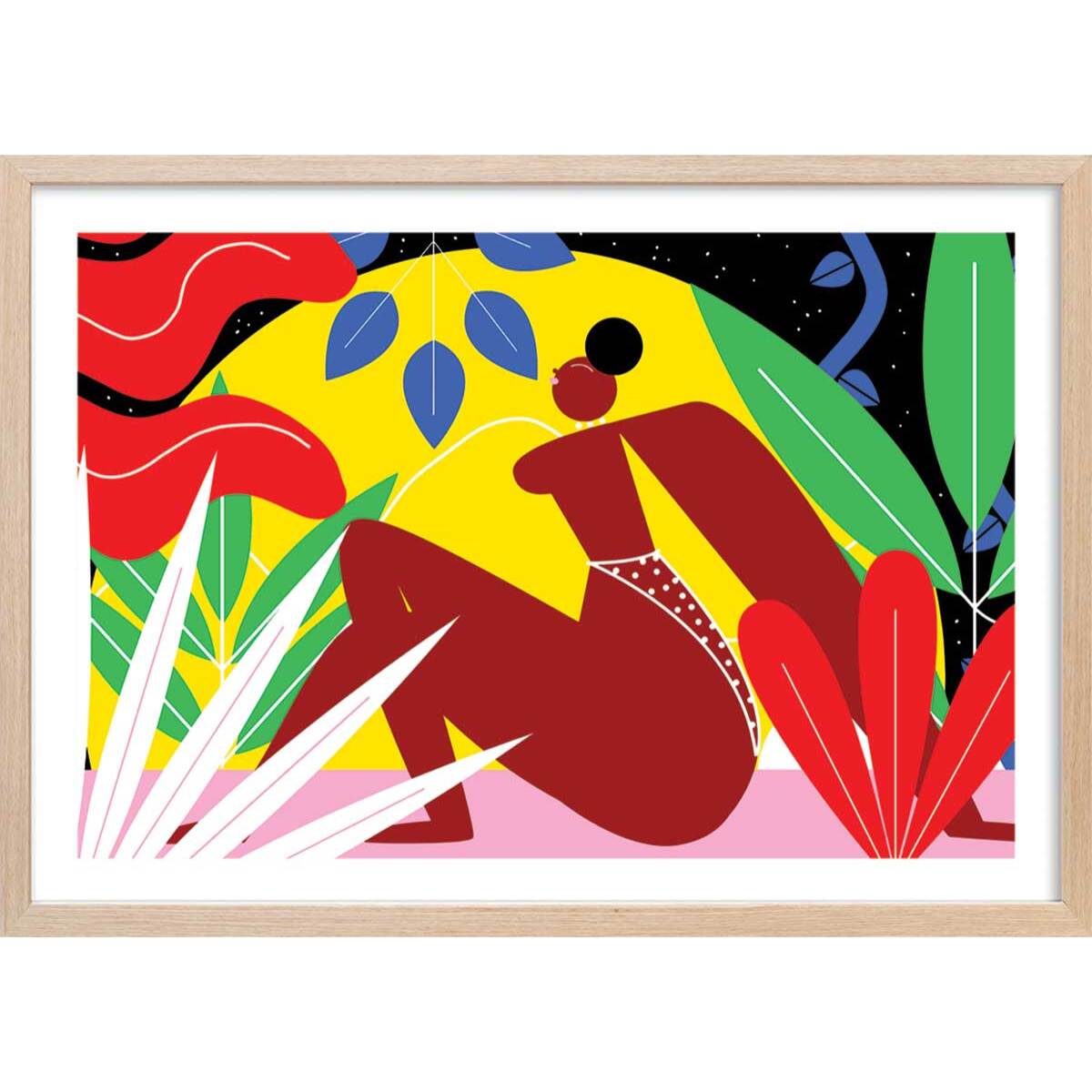 Affiche collage all be feminist Affiche + cadre en bois - Chêne