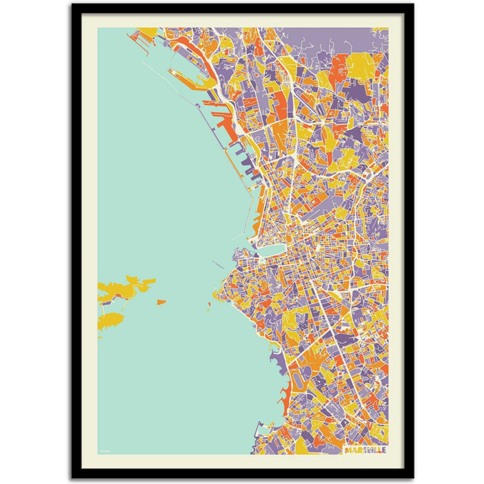 Affiche - Marseille Rainbow map - Muzungu