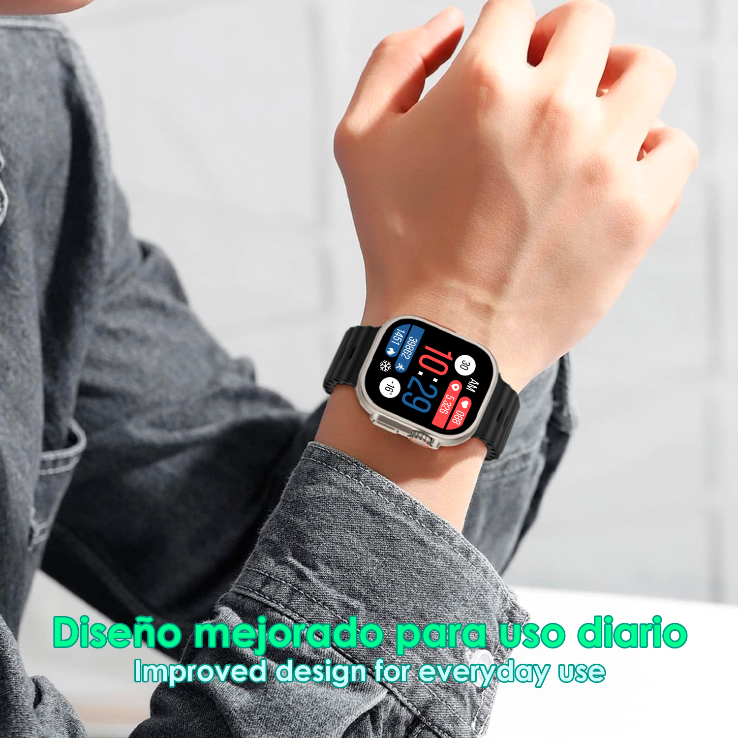 Smartwatch Z55 Ultra2 con llamadas Bluetooth, monitor de salud, modos deportivos, corona multifunción y botón de acceso rápido configurable.