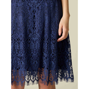 Oltre - Vestido de encaje con detalle joya - Azul