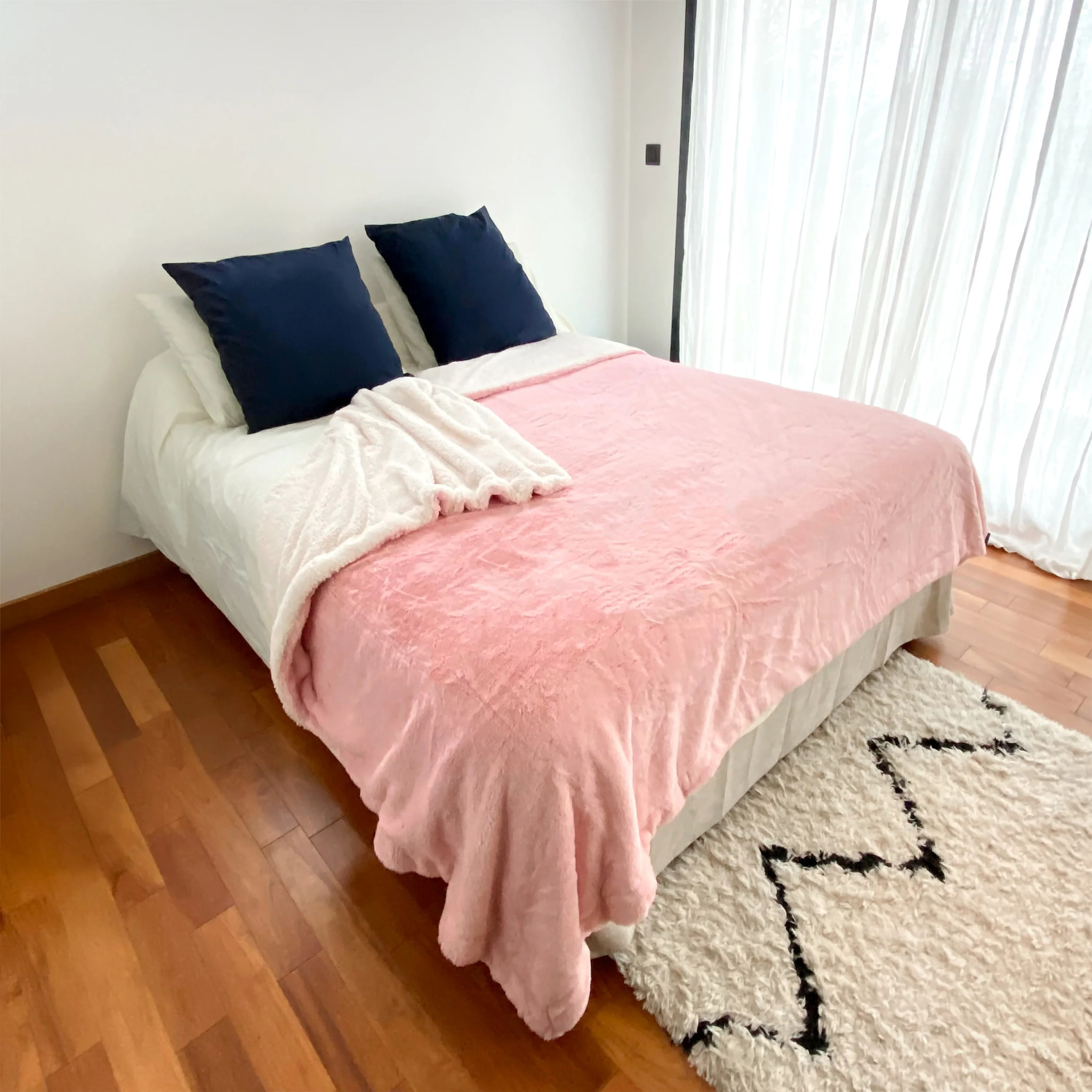 Couverture imitation "Lapin" - Cocoon Rose - 610g/m²