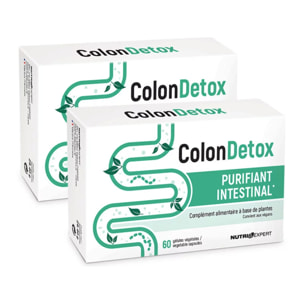 NUTRIEXPERT - Colon Detox - Complément alimentaire à base de plantes - Purifie et détoxifie le côlon - Sans ingrédients d'origine animale – Vegan - 60 gélules - Fabriqué en France - Lot de 2 produits