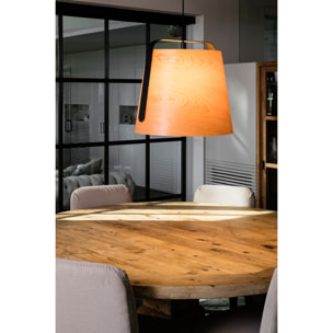 STOOD Lampe suspension noire et bois