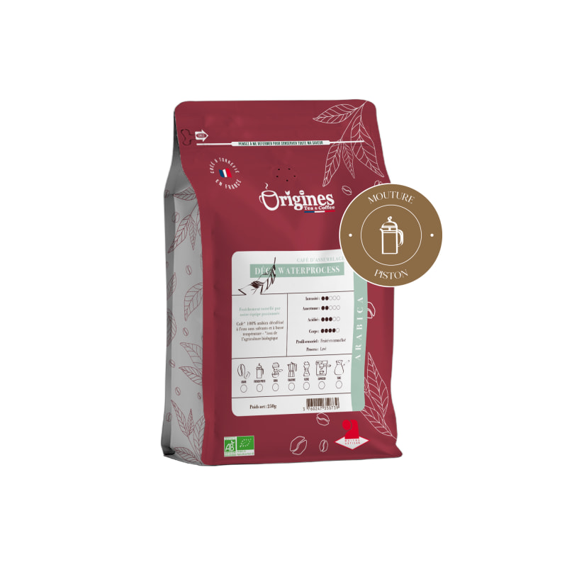 Café Bio Déca Waterprocess - Blend Pur Arabica - Piston 250g