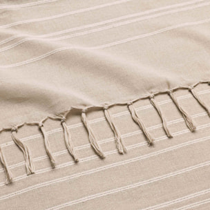 Plaid coton à franges grand format - Lin