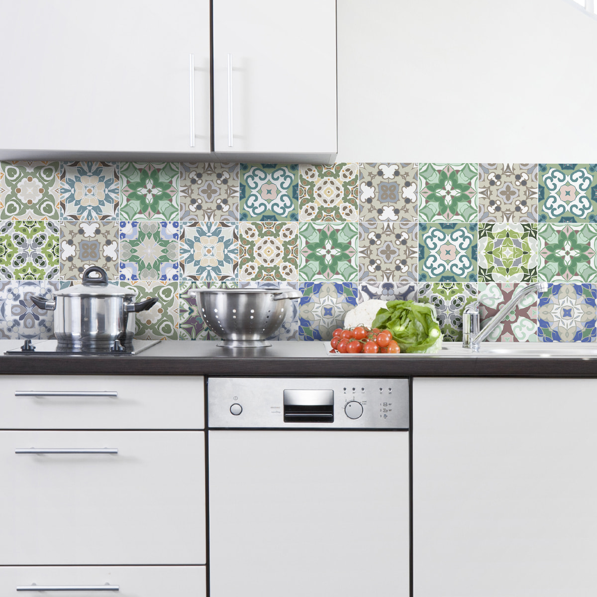 Stickers muraux - Sticker Mural Carrelage adhésif Cuisine Salle de Bain - 30 STICKERS CARRELAGES AZULEJOS CATALDO